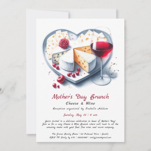 Invitation au brunch de fromage et de vin pour la (Devant)