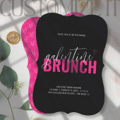 Invitation au brunch de Galentine rose vif et noir