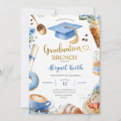 Invitation au brunch de graduation Blue Coffee (Devant)