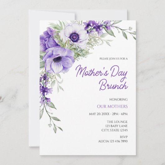 Invitation au brunch de la fête des Mères (Devant)