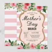 Invitation au brunch de la Fête des mères de fleur (Devant / Derrière)