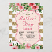 Invitation au brunch de la Fête des mères de fleur (Devant / Derrière)