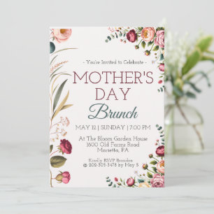 Invitation au Brunch de la Fête des Mères Florale