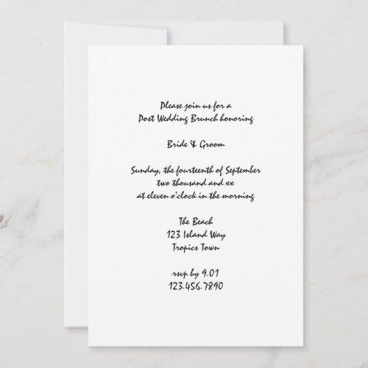Invitation au brunch de l'après-mariage sur fond d (Dos)