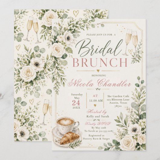 Invitation au brunch de mariage (Devant / Derrière)