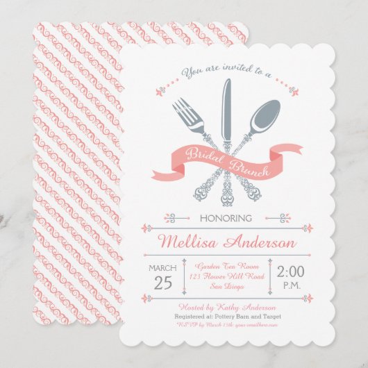 Invitation au brunch de mariage fourchette cuillèr (Devant / Derrière)