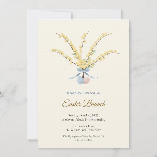 Invitation au brunch de Pâques avec branches de Fo (Devant)