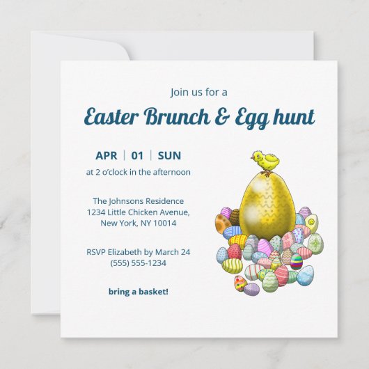 Invitation au brunch de Pâques & chasse aux œufs (Devant)