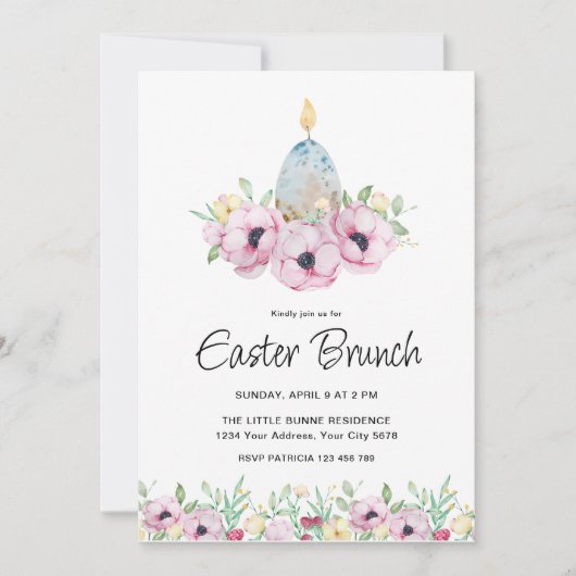 Invitation au brunch de Pâques floral (Devant)