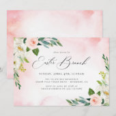 Invitation au brunch de Pâques Floral (Devant / Derrière)