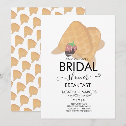 Invitation au brunch de petit déjeuner de waffles (Devant / Derrière)