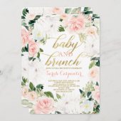 Invitation au brunch des Baby showers à fleurs de  (Devant / Derrière)