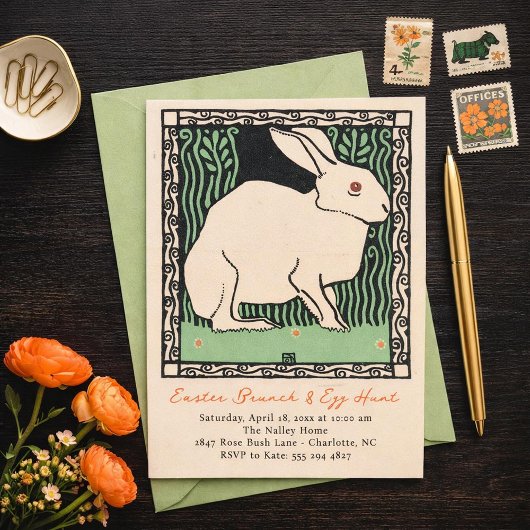 Invitation au brunch du lapin de Pâques et chasse