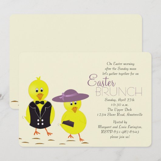 Invitation au brunch du matin de Pâques (Devant / Derrière)