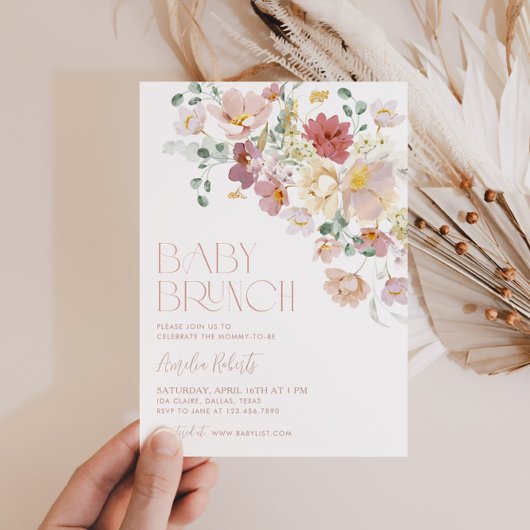 Invitation au brunch floral pour bébé