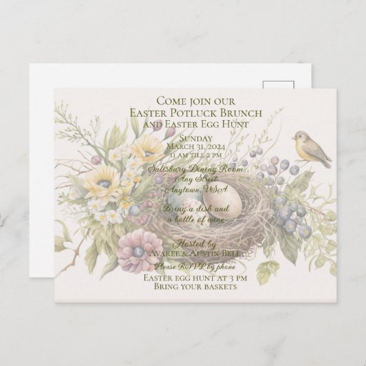 Invitation au brunch potluck de Pâques et chasse a (Devant / Derrière)