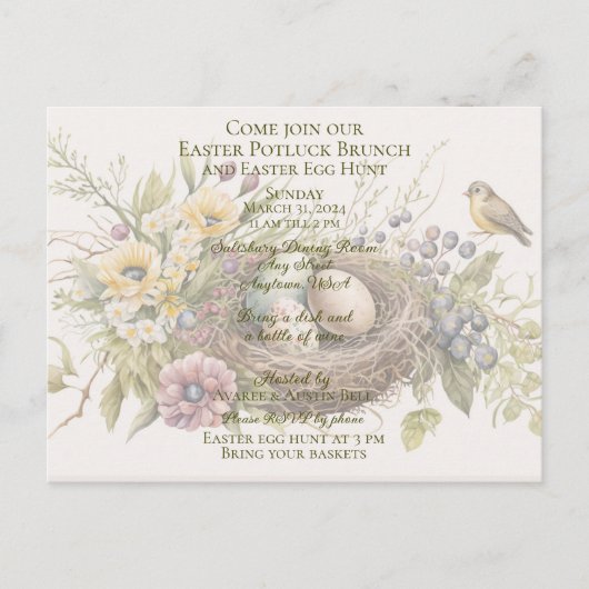 Invitation au brunch potluck de Pâques et chasse a (Devant)
