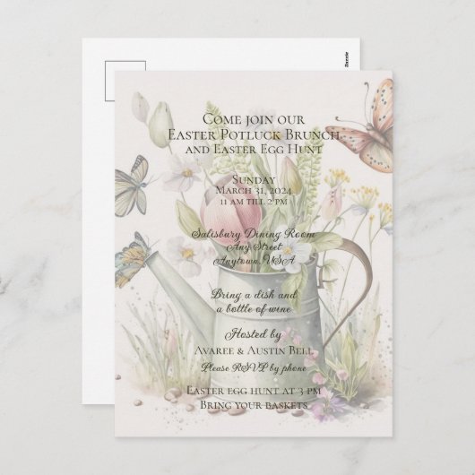 Invitation au brunch potluck de Pâques et chasse a (Devant / Derrière)