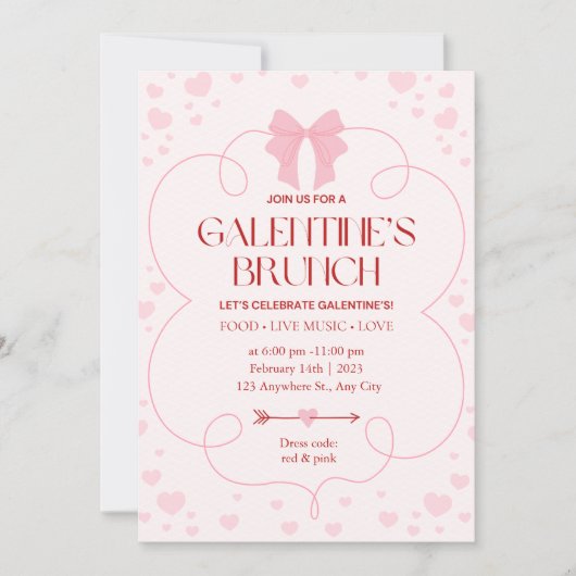Invitation au brunch rose et féminin pour la Saint (Devant)