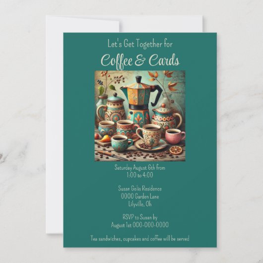 Invitation au café et aux cartes (Devant)
