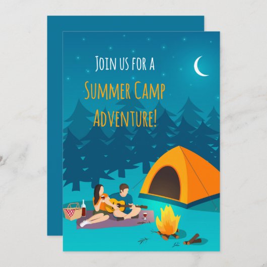 Invitation au camp d'été | Conception dessinée à l (Devant / Derrière)