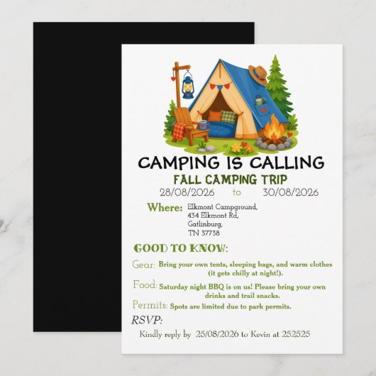 Invitation au camping (Devant / Derrière)