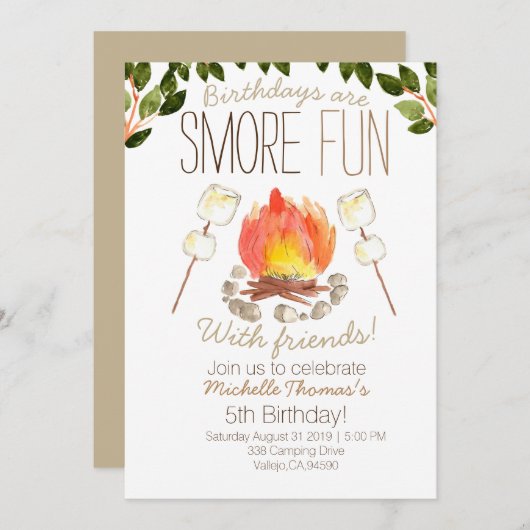 Invitation au camping de Smore (Devant / Derrière)