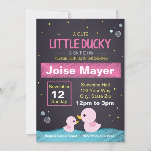 Invitation au canard en caoutchouc de Chalkboard ( (Devant)