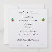 Invitation au carnaval de Mardi Gras (Dos)