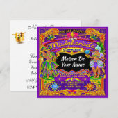 Invitation au carnaval de Mardi Gras (Devant / Derrière)
