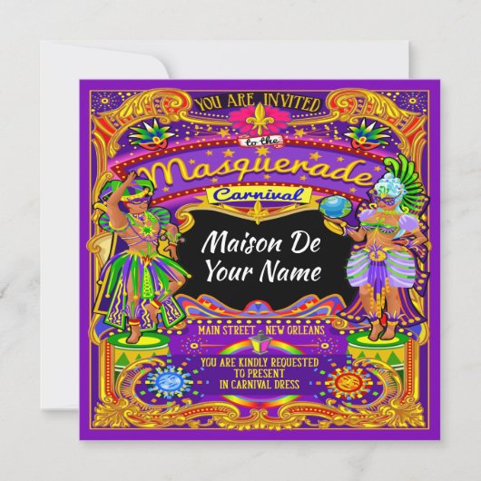 Invitation au carnaval de Mardi Gras (Devant)