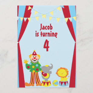 Invitation au Cartoon Circus Clown and Animals Par