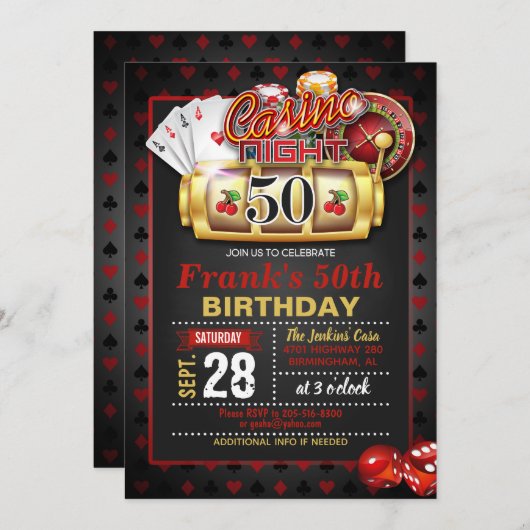 Invitation au casino 50e anniversaire (Devant / Derrière)