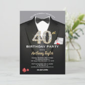 Invitation au casino pour 40e anniversaire. Noir e (Debout devant)