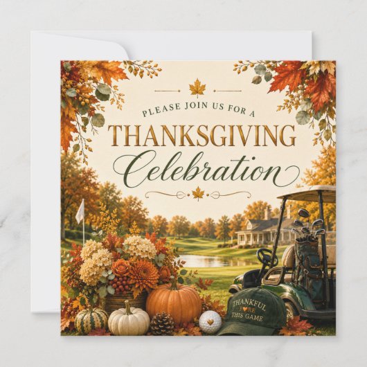 Invitation au Célébration de Golf de Thanksgiving (Devant)
