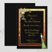 Invitation au Champagne d'or noir du Nouvel An (Devant / Derrière)