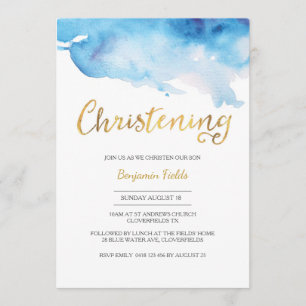 Invitation au chant  aquarelle bleue et or