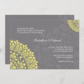 Invitation au Charcoal Grey et Yellow Mariage dama (Devant / Derrière)