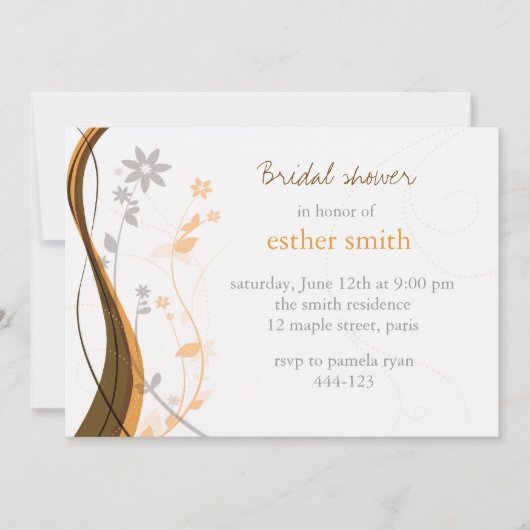 Invitation au charme floral orange et gris (Devant)