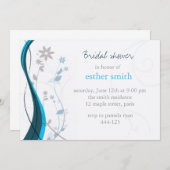 Invitation au charme floral Turquoise et gris (Devant / Derrière)