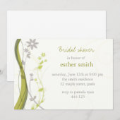 Invitation au charme floral vert et gris clair (Devant / Derrière)