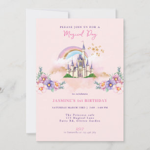 Invitation au Château de Princesse Magique Floral