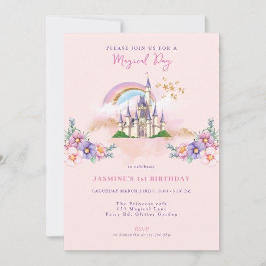 Invitation au Château Magique de Princesse Florale (Devant)