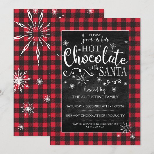 Invitation au chocolat chaud avec le Père Noël (Devant / Derrière)