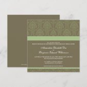 Invitation au chocolat vert Sage Mariage damassé (Devant / Derrière)