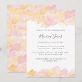 Invitation au Christine de couleur rose et rose (Devant / Derrière)