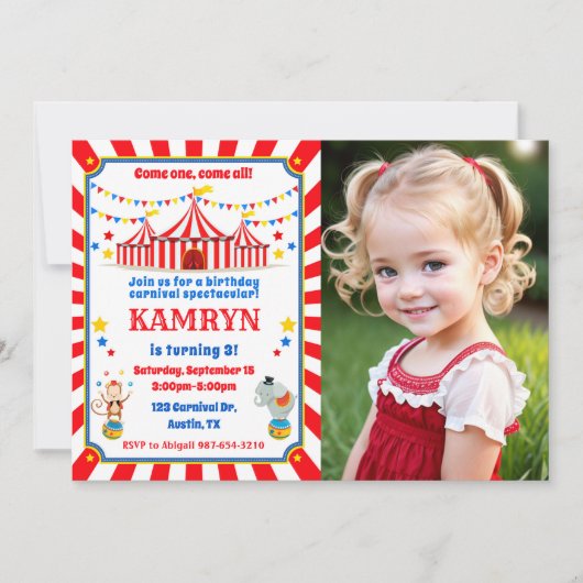 Invitation au cirque, anniversaire du Carnaval (Devant)