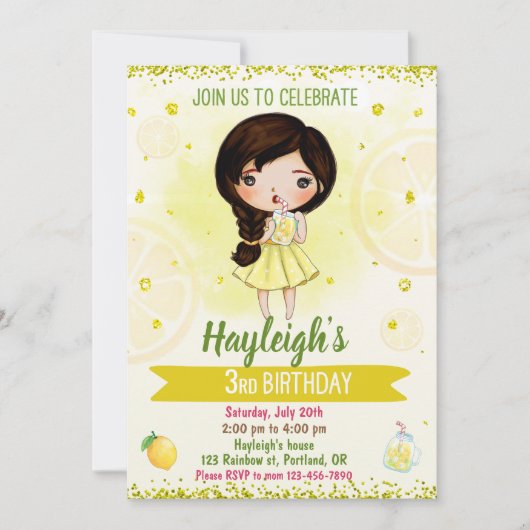 Invitation au citron Invitation d'anniversaire aux (Devant)