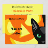 Invitation au Citrouille Chat Halloween (Devant / Derrière)
