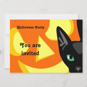 Invitation au Citrouille Chat Halloween
